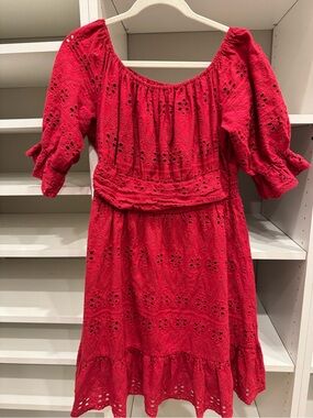 NWOT PrettyGarden Red Eyelet Dress, Size Large